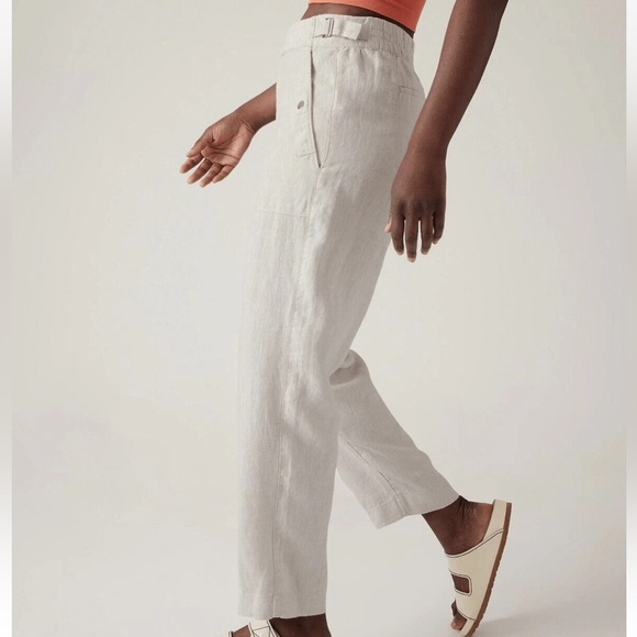 Athleta Voyager 100% Linen Pants high waist Size 10 - Picture 10 of 13